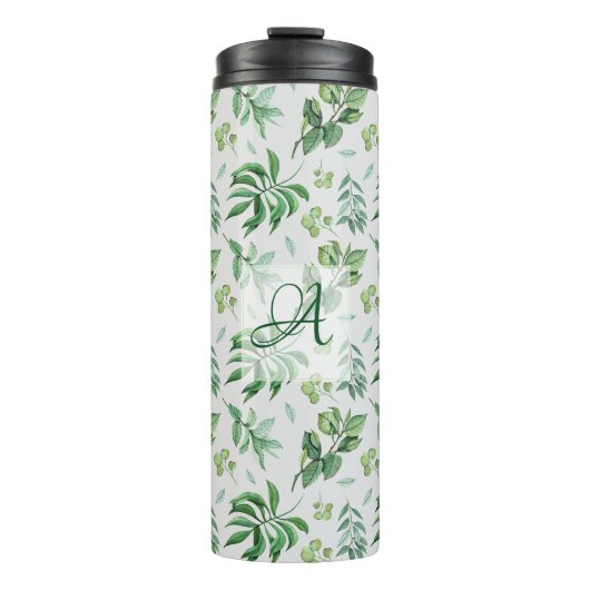 Persoonlijk gegraveerd groen blad botanisch huisde thermosbeker (Voorkant)