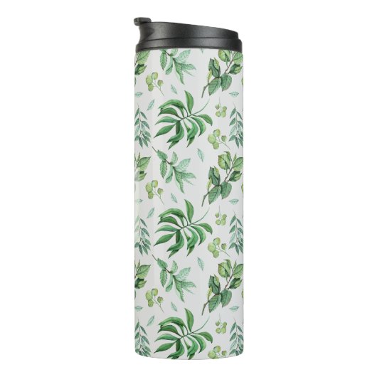 Persoonlijk gegraveerd groen blad botanisch huisde thermosbeker (Geroteerd rechts)