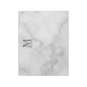 Persoonlijk gegraveerd monogram en naam in wit mar notitieblok (Linkerzijde)