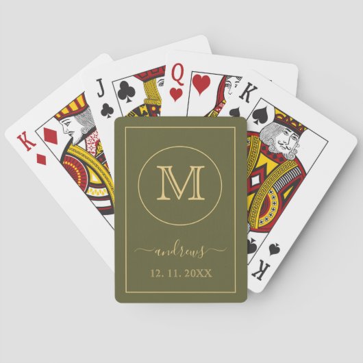 Persoonlijk gegraveerd monogram en naam speelkaart pokerkaarten (Achterkant)