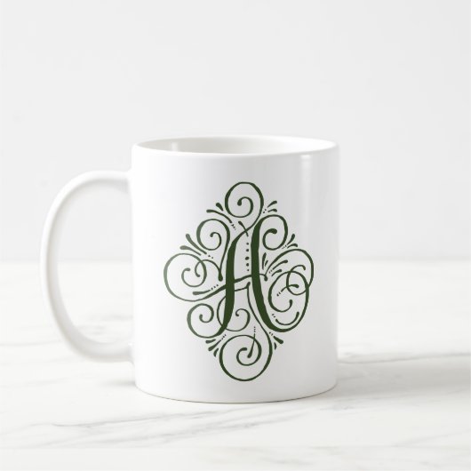 Persoonlijk Gegraveerd Monogram met Krul Koffiemok (Links)