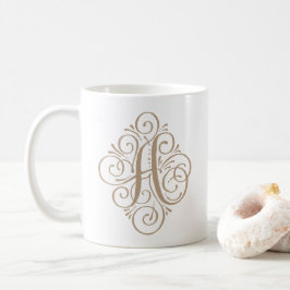 Persoonlijk Gegraveerd Monogramkrul Ornament Koffiemok