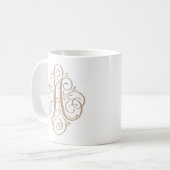 Persoonlijk Gegraveerd Monogramkrul Ornament Koffiemok (Voorkant links)