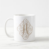 Persoonlijk Gegraveerd Monogramkrul Ornament Koffiemok (Links)