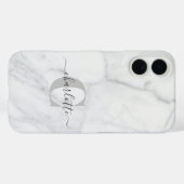 Persoonlijk Gegraveerd Wit en Grijs Marmer Monogra Case-Mate iPhone Case (Achterkant (horizontaal))