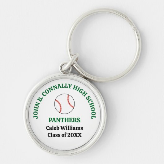 Persoonlijk Gegraveerde Baseballspeler op de Groen Sleutelhanger (Voorkant)