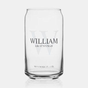 Persoonlijk gegraveerde bruidsjonker monogram & na blikvorm glas