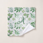 Persoonlijk Gegraveerde Groene Bladeren Botanische Bad Handdoek (Wasdoekje)