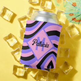 Persoonlijk gegraveerde groovy roze & paarse psych blikjeskoeler
