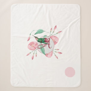 Persoonlijk gegraveerde Kolibrie Roze Mint Bloem D Sherpa Deken