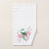 Persoonlijk gegraveerde kolibrie roze mint bloemen bad handdoek (Handdoek)