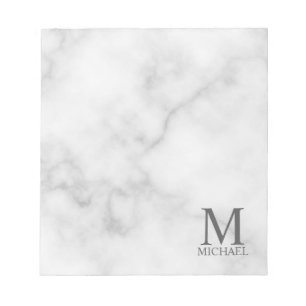 Persoonlijk gegraveerde monogram en naam in wit ma notitieblok