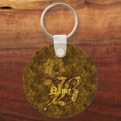 Persoonlijk gegraveerde monogram initiaal B gouden Sleutelhanger (Voorkant)