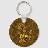 Persoonlijk gegraveerde monogram initiaal B gouden Sleutelhanger (Achterkant)