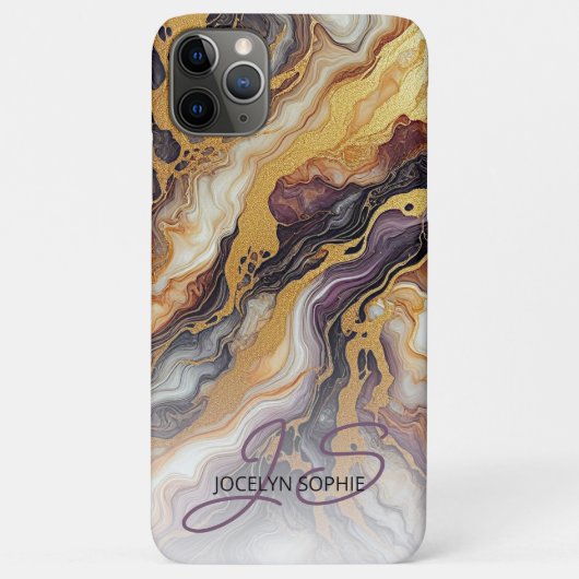 Persoonlijk Gegraveerde Paarse Zwarte Witte Gouden Case-Mate iPhone Case (Achterkant)