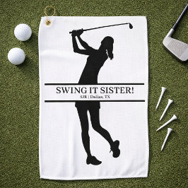Persoonlijk gegraveerde silhouet van een golvende golfhanddoek