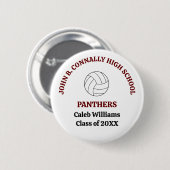 Persoonlijk Gegraveerde Volleybalspeler Maroon Mid Ronde Button 5,7 Cm (Voorkant /achterkant)