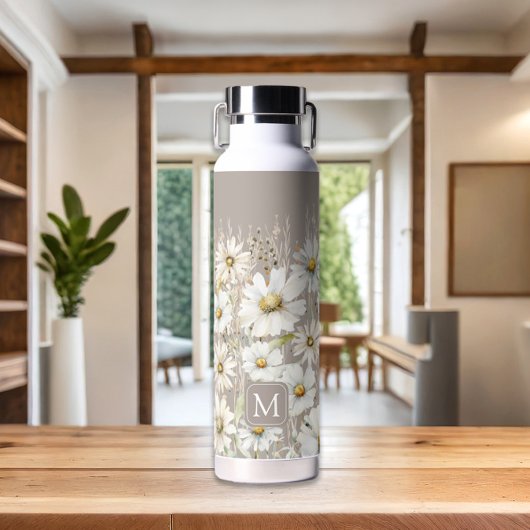 Persoonlijk gegraveerde wilde bloem bloem waterfles