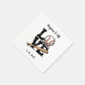 Persoonlijk gehuwelijk met honkbalthema  servet (Hoek)