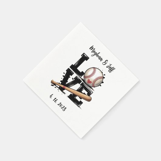Persoonlijk gehuwelijk met honkbalthema  servet (Hoek)