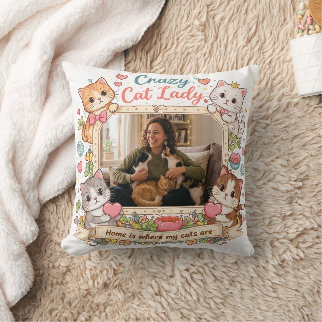 Persoonlijk Gekke Kattenvrouw Foto Kussen (Deken)