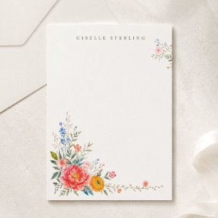 Persoonlijk gekleurd bloemstationery notitiekaartje