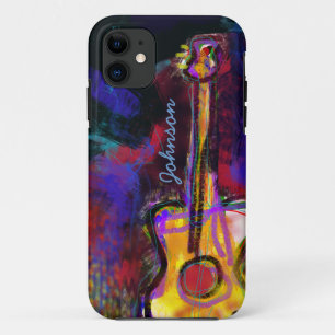 persoonlijk gekleurd gitaar schilderij iPhone 11 hoesje
