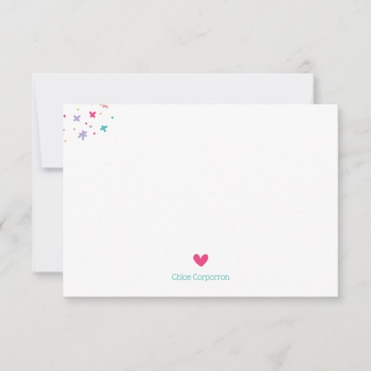 Persoonlijk gekleurd spikkels kinderpapier  bedankkaart (Voorkant)