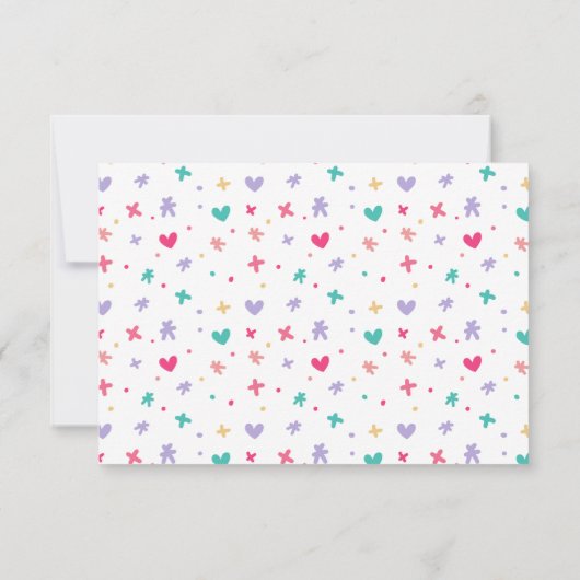 Persoonlijk gekleurd spikkels kinderpapier bedankkaart (Achterkant)