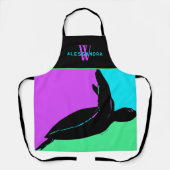 Persoonlijk gekleurd tropisch zeeschildpadmonogram schort (Voorkant)