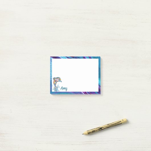 Persoonlijk gekleurde potlood Dolfijn Springend Post-it® Notes (Op bureau)