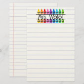 Persoonlijk gekleurde potlood gelinieerd schrijfbl briefpapier (Voorkant / Achterkant)