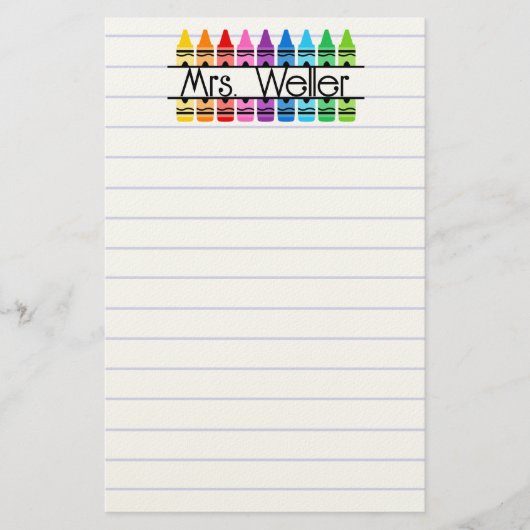 Persoonlijk gekleurde potlood gelinieerd schrijfbl briefpapier (Voorkant)