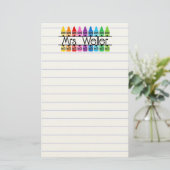 Persoonlijk gekleurde potlood gelinieerd schrijfbl briefpapier (Staand voorkant)