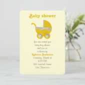 Persoonlijk, gele kinderwagen en witte strik kaart (Staand voorkant)