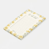 Persoonlijk gele klaproos notitieblok met takenlij post-it® notes (Schuin)