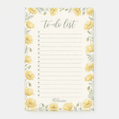 Persoonlijk gele klaproos notitieblok met takenlij post-it® notes (Voorkant)