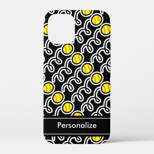 Persoonlijk gele softbal ontwerp iPhone 4 hoesje (Achterkant)