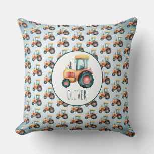 Persoonlijk gele tractormotief met een lieve uitst kussen