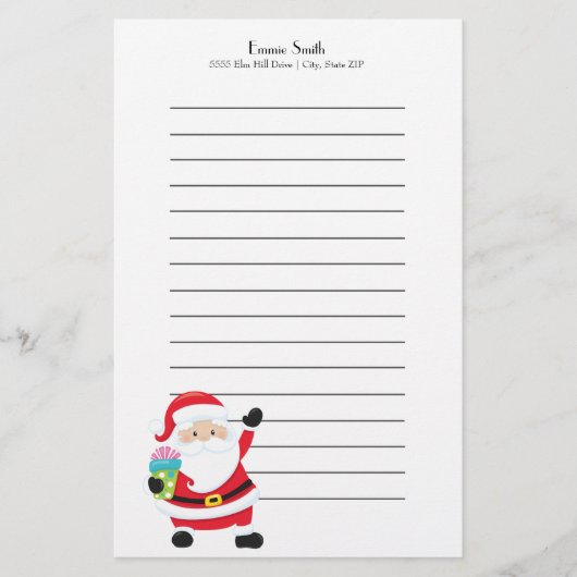 Persoonlijk Gelinieerd Kerstman Kerststationery Briefpapier (Voorkant)