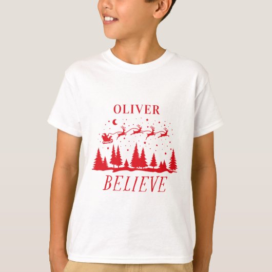 Persoonlijk Geloof Kerstman slee Kerstmis match T-shirt (Voorkant)