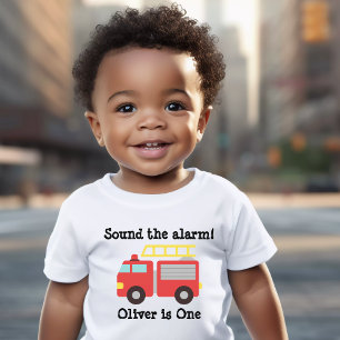 Persoonlijk geluid alarm Brandweerwagen 1e verjaar Kinder Shirts