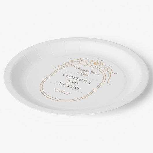 Persoonlijk gelukkig altijd na bruiloft papieren bordje (Gekanteld)