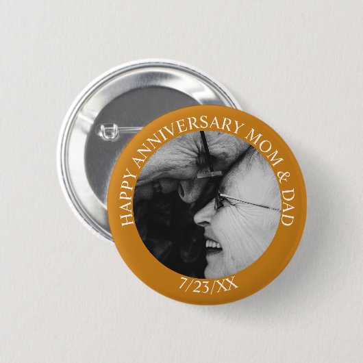 Persoonlijk gelukkig Jubileum Ronde Button 5,7 Cm (Voorkant /achterkant)
