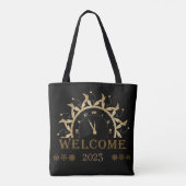 Persoonlijk gelukkig nieuwjaar 2023, Gold Glitter Tote Bag (Achterkant)