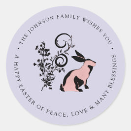 Persoonlijk Gelukkig Pasen Moderne Konijn Ronde Sticker