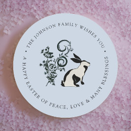 Persoonlijk Gelukkig Pasen Moderne Konijn Ronde Sticker
