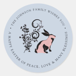 Persoonlijk Gelukkig Pasen Moderne Konijn Ronde Sticker