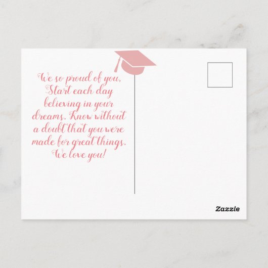 Persoonlijk gelukwensings script Afstudeerfoto Briefkaart (Achterkant)