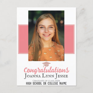 Persoonlijk gelukwensings script Afstudeerfoto Briefkaart